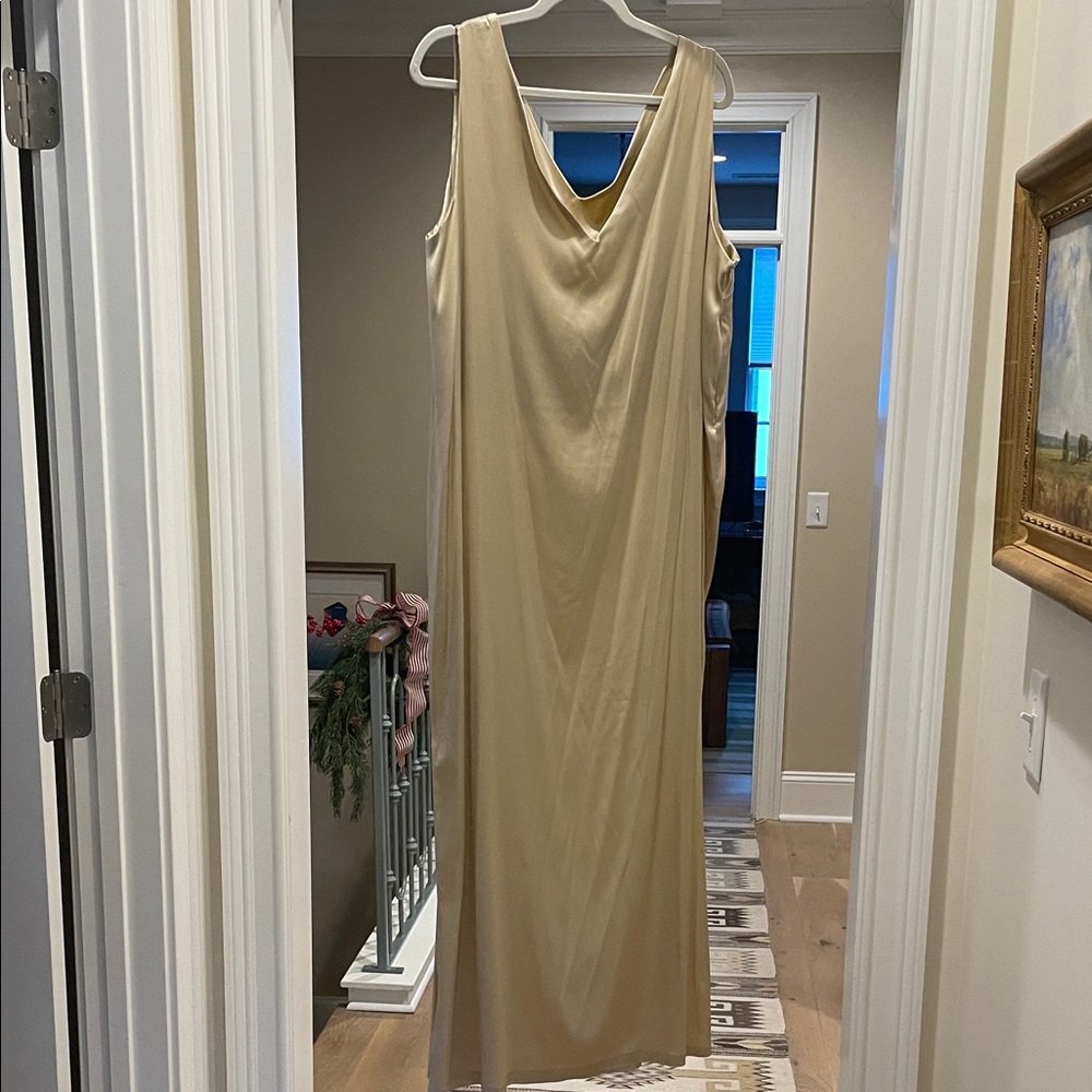 Ziabird private label  gold silk Sleeveless Maxi Dress(bw)